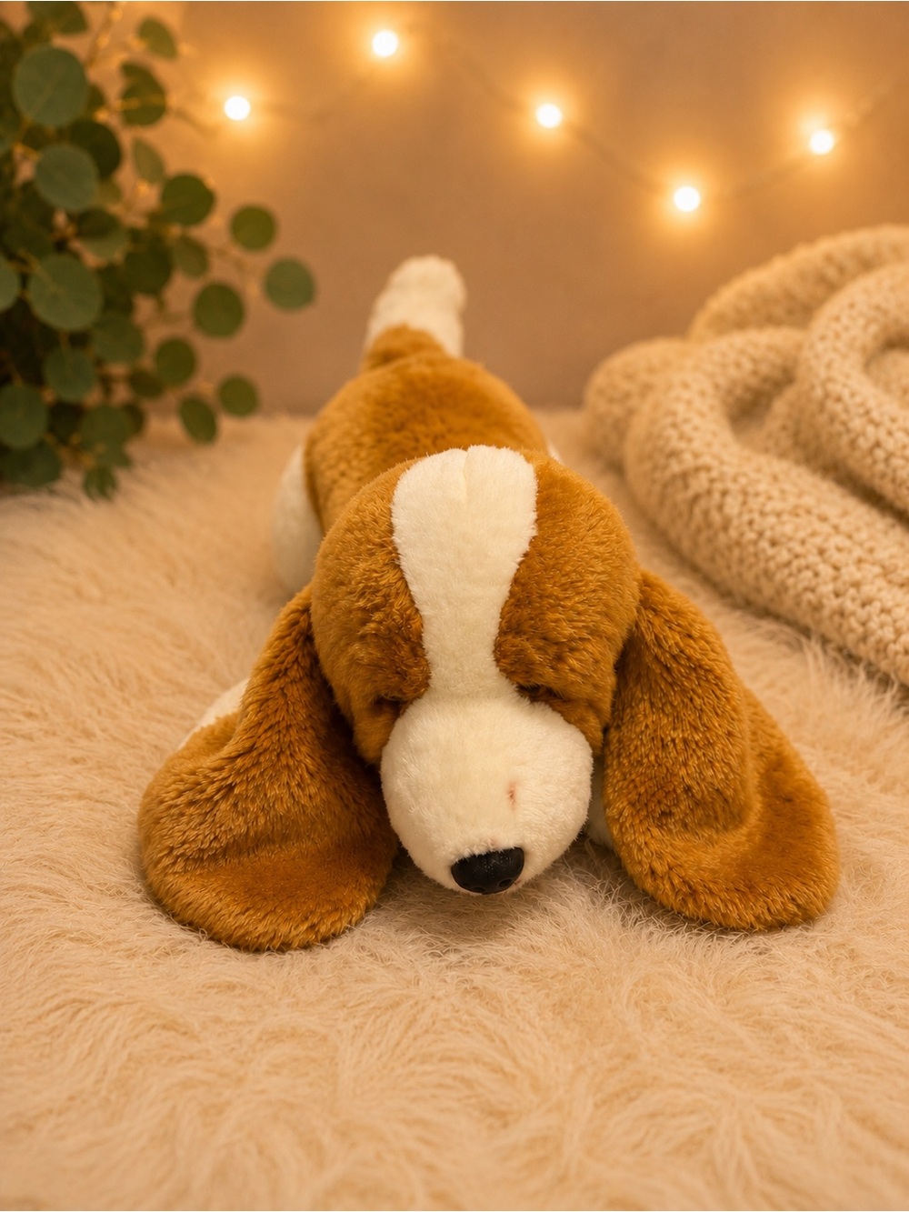 Plush Brown & White Dog Toy - Soft Cuddly Pet Plush